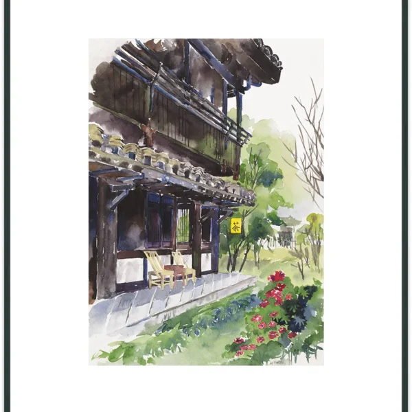 Painting-Watercolour-Lu Yingyu no.1 a teahouse in Shen's garden, Shaoxing