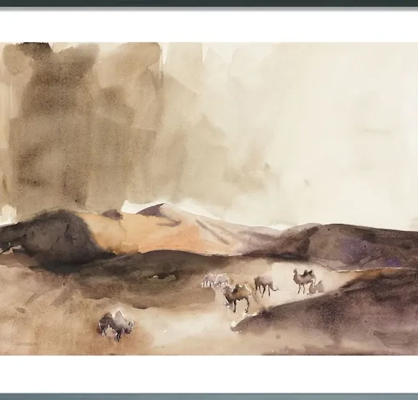 Painting-Watercolour-Lu Yingyu no.4 The Hill of Whistling Sand , Dunhuang 90cmx60cm