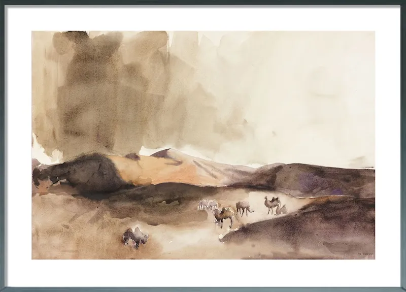 Painting-Watercolour-Lu Yingyu no.4 The Hill of Whistling Sand , Dunhuang 90cmx60cm